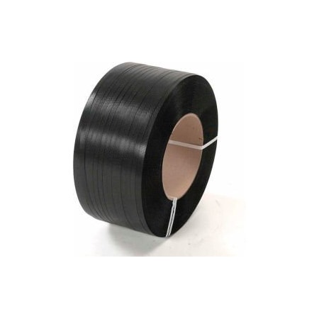 Pac Strapping Products Polypropylene Strapping 1/2W x 9000L x 0.018 Thick 8 x 8 Core Black 4825-90 8B